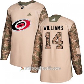 Män Ishockey Carolina Hurricanes Tröja Justin Williams 14 Adidas 2017-2018 Camo Veterans Day Practice Authentic